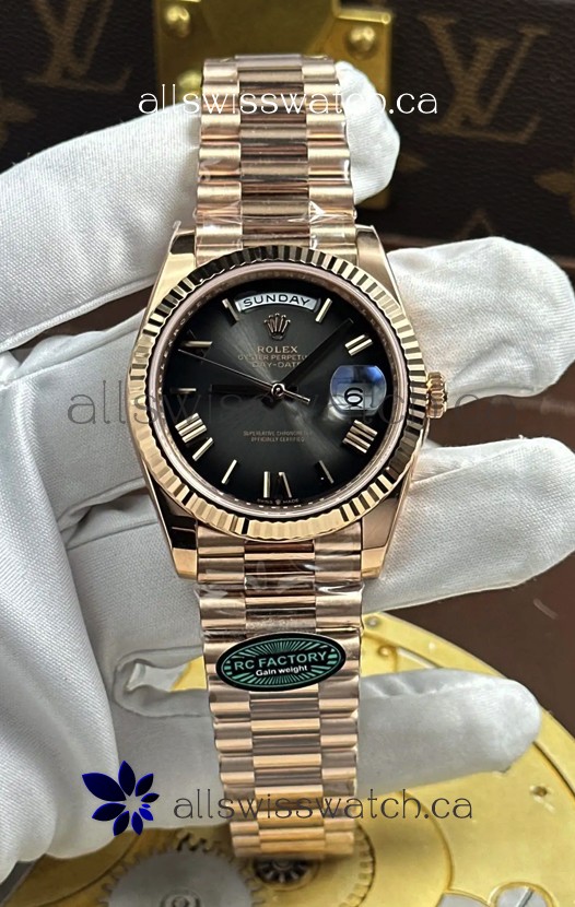 Rolex Day Date 228236 Rose Gold Slate Ombre Dial Super Clone Watch 