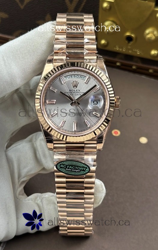Rolex Day Date 228236 Rose Gold Steel Crystal Dial Super Clone Watch 