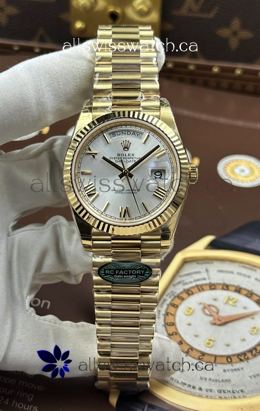 Rolex Day Date 228238 Yellow Gold Steel Roman Dial Super Clone Watch 