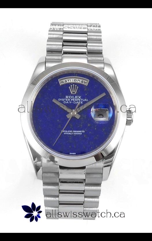 Rolex Day Date Stainless Steel Blue Lapis Dial 36MM Swiss Replica Watch 