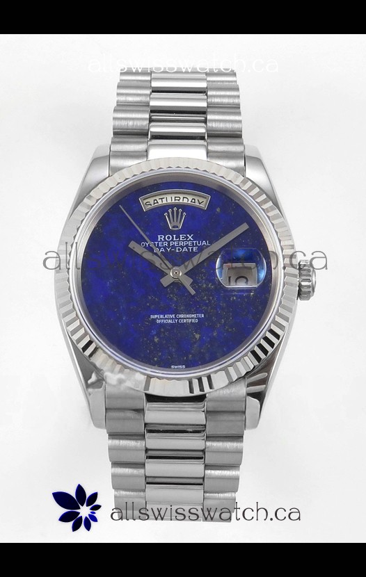 Rolex Day Date Stainless Steel Blue Lapis Dial 36MM Swiss Replica Watch 