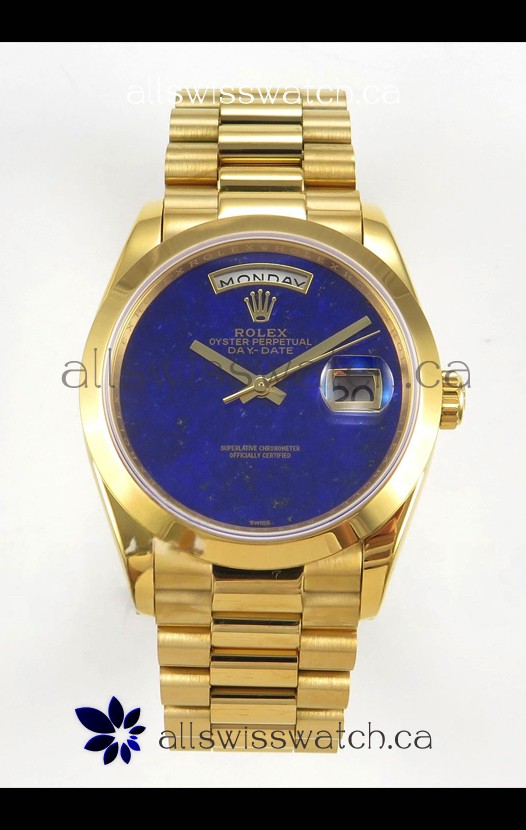Rolex Day Date Yellow Gold Blue Lapis Dial 36MM Swiss Replica Watch 