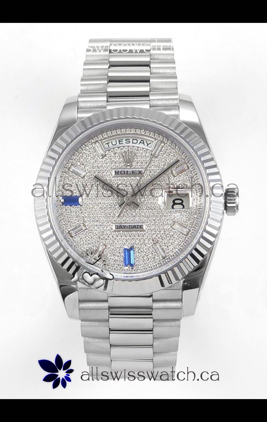 Rolex Day Date Diamonds Dial 40MM Super Clone Watch 