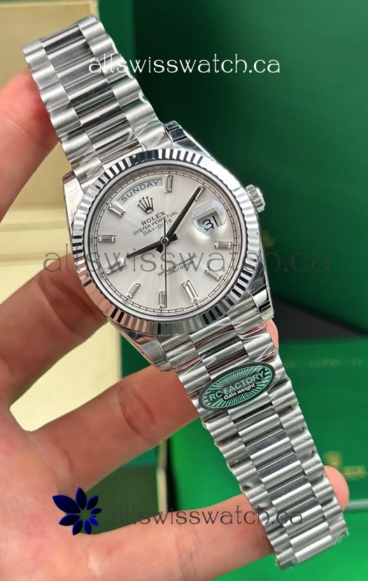 Rolex Day Date 228236 Stainless Steel Sunburst Crystal Dial Super Clone Watch 