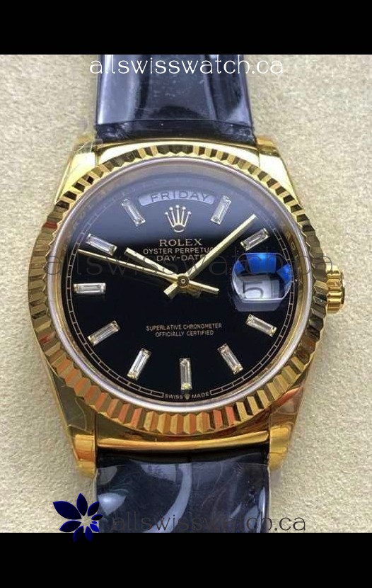 Rolex Day Date 128238 Yellow Gold Black Crystal Dial Super Clone Watch 