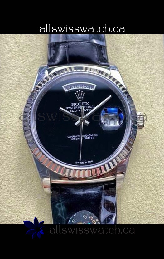 Rolex Day Date 128236 Stainless Steel Black Dial Super Clone Watch 