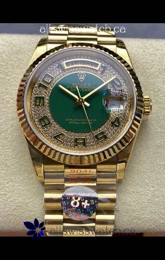 Rolex Day Date 118238 Yellow Gold Diamonds Dial Super Clone Watch 