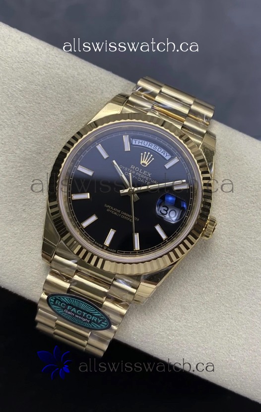 Rolex Day Date 228238 Yellow Gold Black Dial Super Clone Watch 