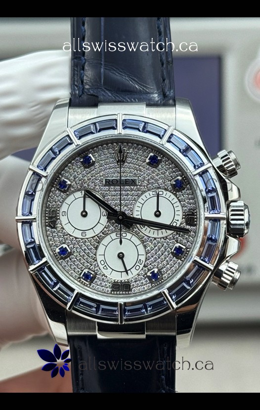 Rolex Daytona 116589SALV FREE SPRUNG MVMT White Gold Diamonds Dial Super Clone Watch 