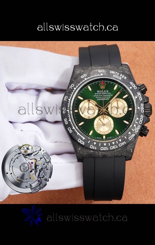 Rolex Daytona Forged Cabon Casing Green Dial Super Clone Watch 