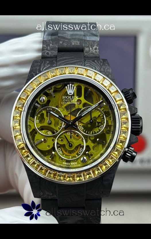 Rolex Daytona Yellow "Artisans De Genève - Poetry of Lights" Carbon Casing Super Clone Watch 