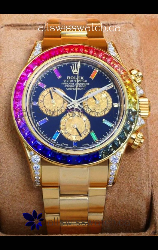 Rolex Daytona 116568 Yellow Gold Black Dial Super Clone Watch 