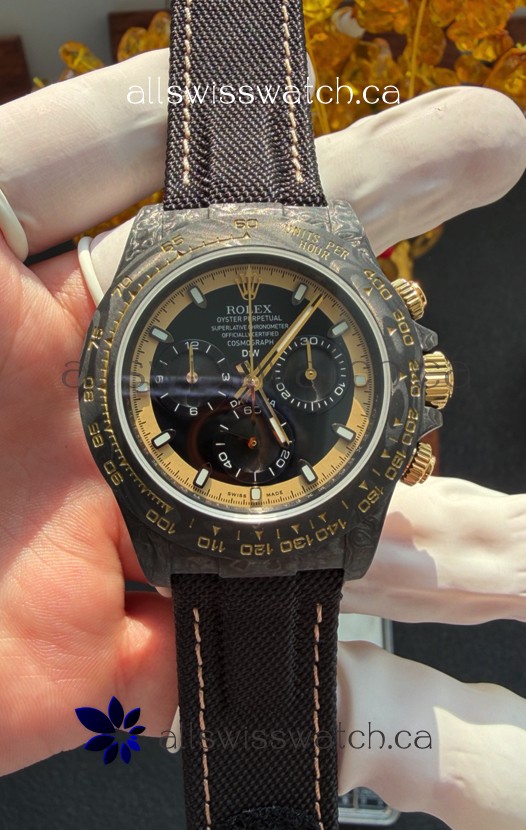 Rolex Daytona DiW Cream Invert Gold Carbon Fiber Super Clone Watch 