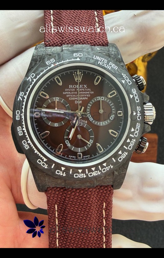 Rolex Daytona DiW Black Carbon Fiber Brown Dial Super Clone Watch 