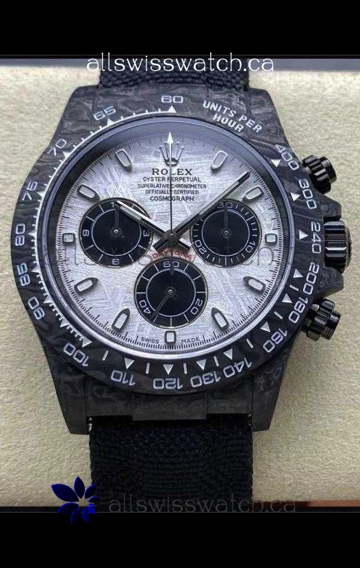 Rolex Daytona Black Carbon Fiber Meteorite Dial Nylon Strap Super Clone Watch 