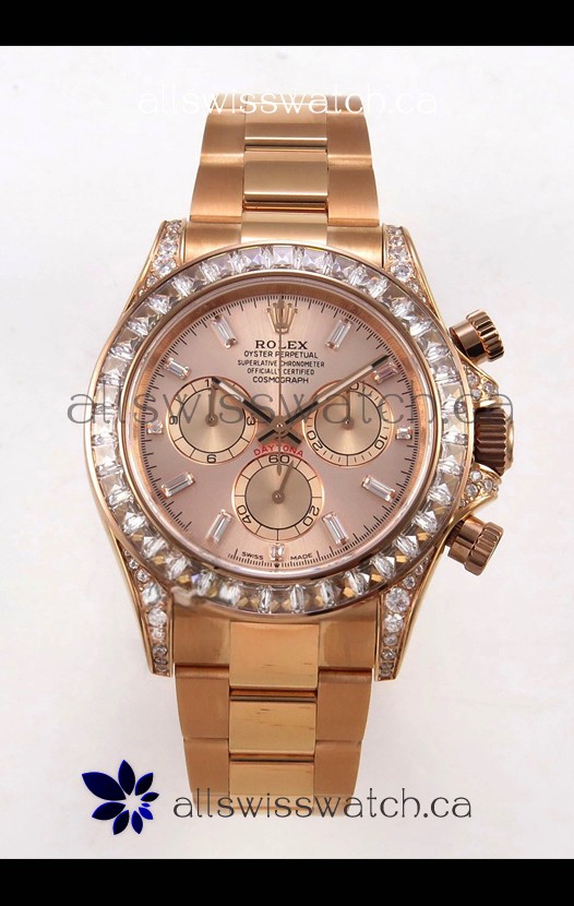 Rolex Daytona 126595 FREE SPRUNG MVMT Rose Gold Dial Super Clone Watch 