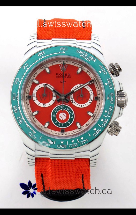 Rolex Daytona DiW RG Course Edition White Carbon Red Dial Super Clone Watch 