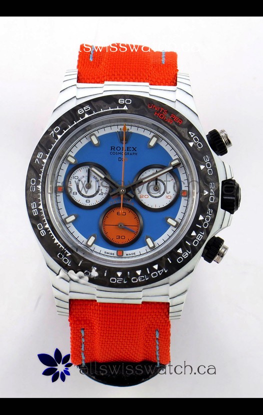 Rolex Daytona DiW Veloce White Carbon Red Dial Super Clone Watch 
