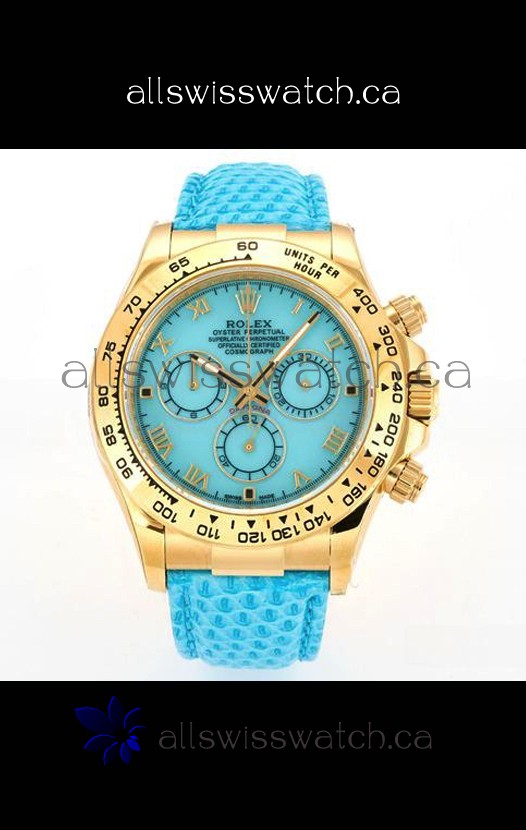 Rolex Daytona 116568 Yellow Gold 4801 Movement Blue Dial Super Clone Watch 
