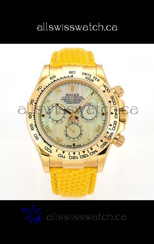Rolex Daytona 116568 Yellow Gold 4801 Movement Yellow Dial Super Clone Watch 