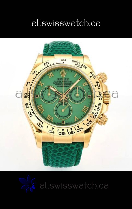 Rolex Daytona 116568 Yellow Gold 4801 Movement Green Dial Super Clone Watch 