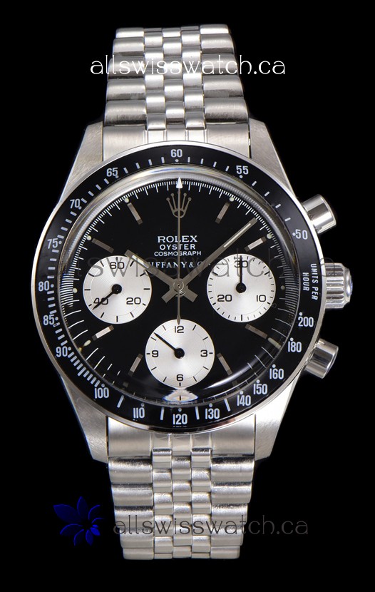 Rolex Daytona Paul Newman 37MM Tiffany & Co Black Dial Manual Wind Super Clone Watch 