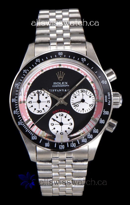 Rolex Daytona Paul Newman 37MM Tiffany & Co Black Dial Manual Wind Super Clone Watch 