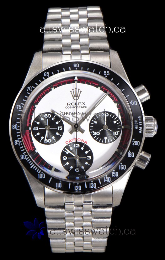 Rolex Daytona Paul Newman 37MM Tiffany & Co White Dial Manual Wind Super Clone Watch 