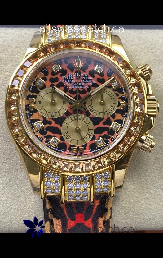 Rolex Daytona 116598 Leopard Yellow Gold Super Clone Watch 