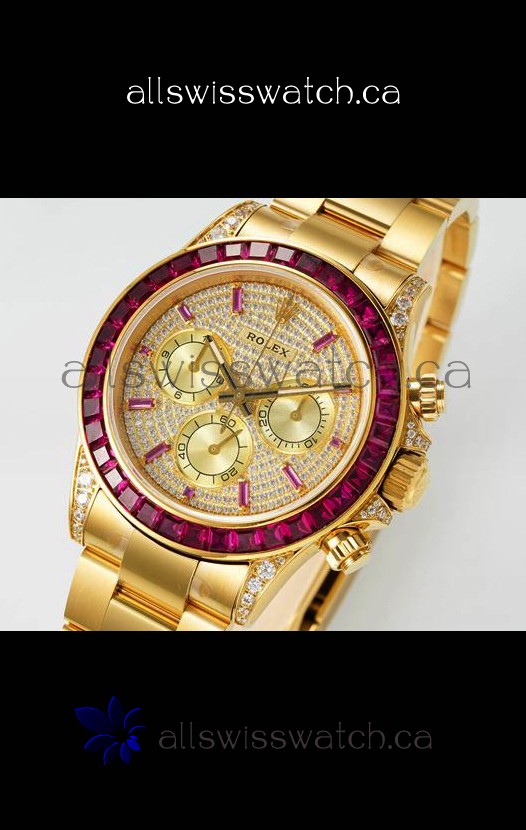 Rolex Daytona 116519 Yellow Gold Diamonds Dial Super Clone Watch 