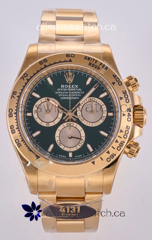 Rolex Daytona 126508 Yellow Gold Green Dial FREE SPRUNG MVMT Super Clone Watch 