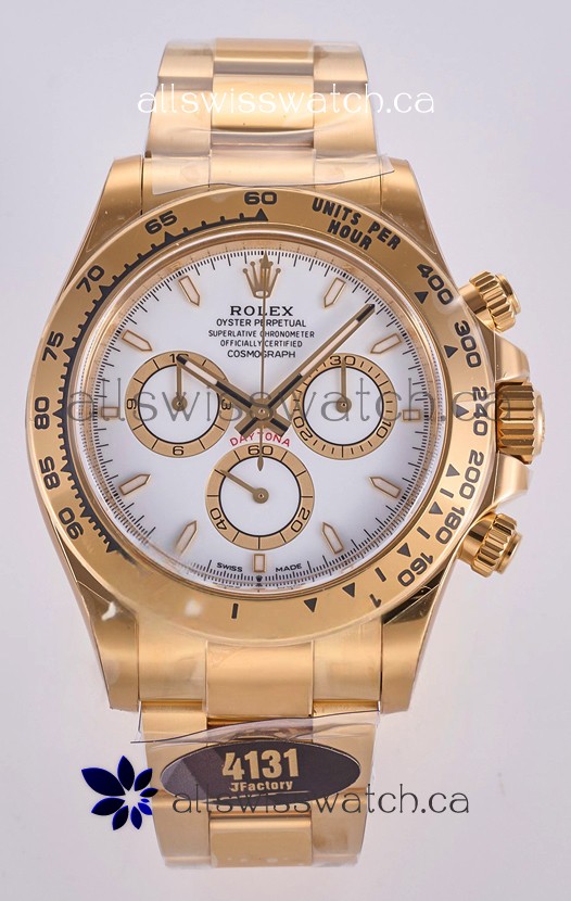 Rolex Daytona 126508 Yellow Gold White Dial FREE SPRUNG MVMT Super Clone Watch 