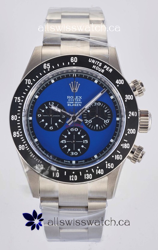 Rolex Daytona Paul Newman Blue Dial Custom Modded 4130 Mvnt Swiss Replica