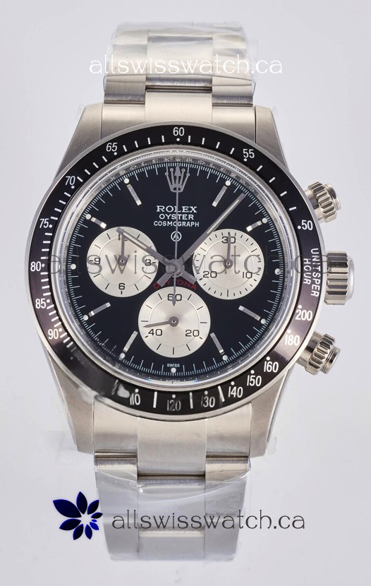 Rolex Daytona Paul Newman Black Dial Custom Modded 4130 Mvnt Swiss Replica