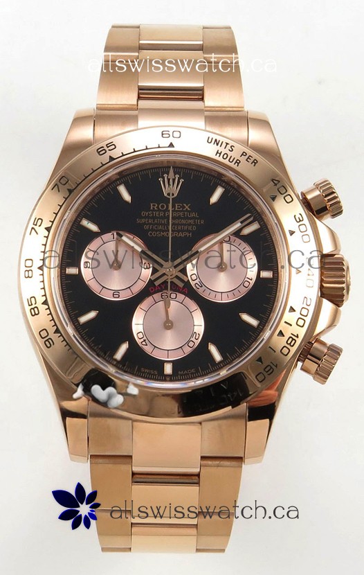 Rolex Daytona 126505 Rose Gold Black Dial FREE SPRUNG MVMT Super Clone Watch 