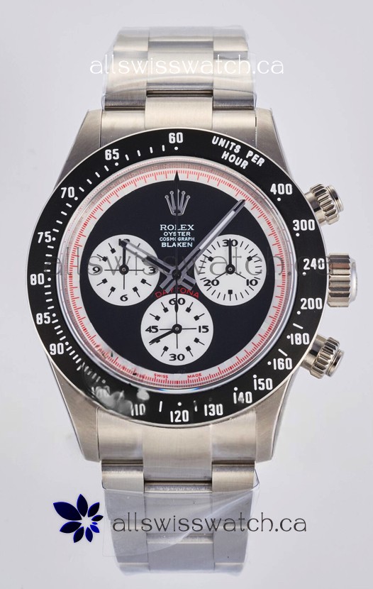 Rolex Daytona Paul Newman Blaken Black Dial Custom Modded 4130 Mvnt Swiss Replica