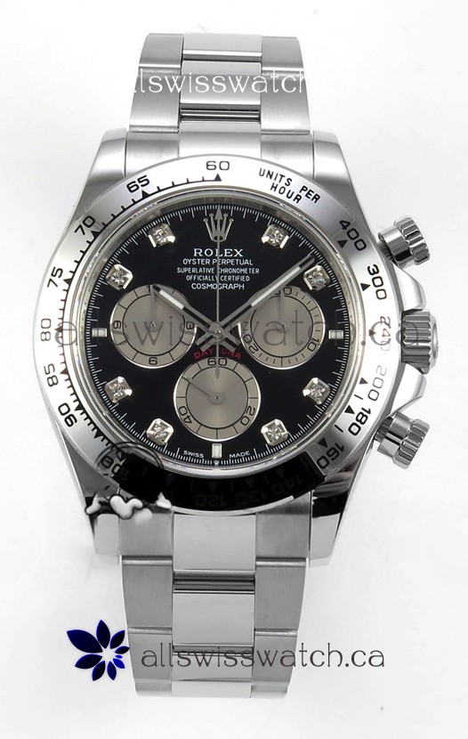 Rolex Daytona 126509 Black Dial Diamonds Markers FREE SPRUNG MVMT Super Clone Watch 