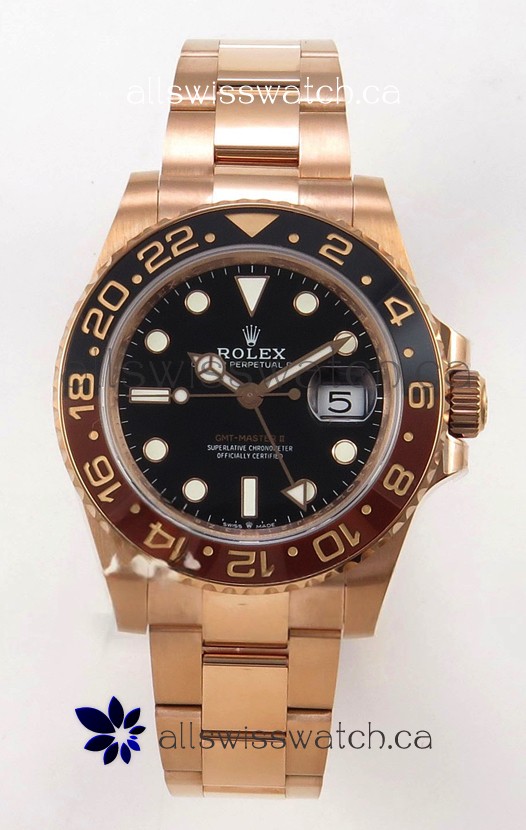 GMT Masters 126715CHNR Rose Gold Cal.3285 FREE SPRUNG MVMNT Super Clone 