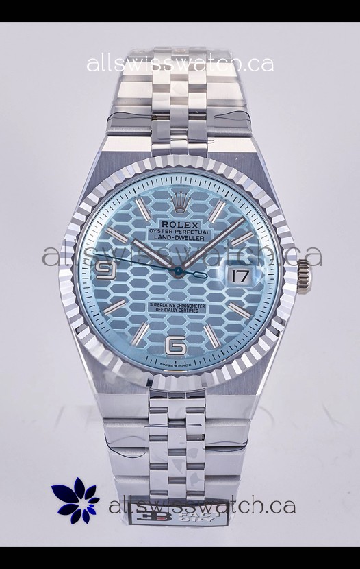 Rolex Land-Dweller 127336 Ice Blue Honeycomb Dial 40MM Super Clone Watch 