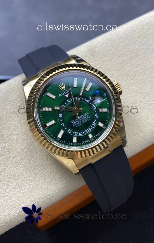 Rolex Sky-Dweller REF# 336238 Green Dial Rubber Strap Super Clone Watch 
