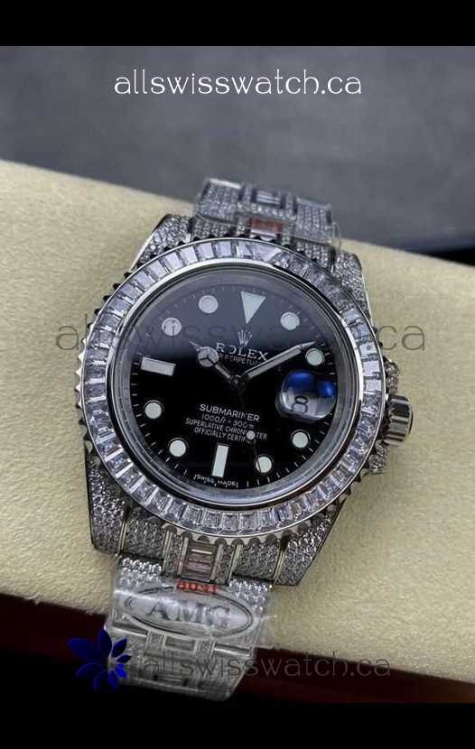 Rolex Submariner 116610 Iced Out Edition 18 Black Dial Swiss Replica Watch 