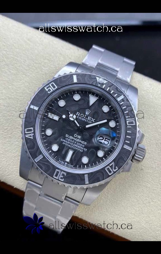 Rolex Submariner DiW Sandblasted Carbon Fiber Bezel/Dial FREE SPRUNG MVMNT Super Clone