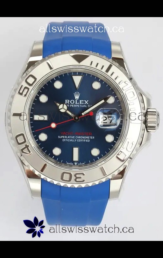 Rolex Yachtmaster 40mm Blue Dial Rubber Strap Super Clone Watch 