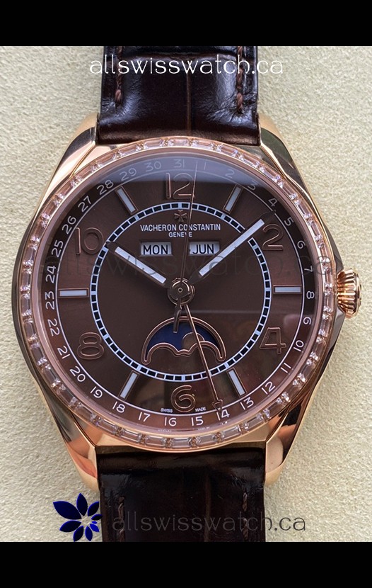 Vacheron Constantin Fiftysix Moonphase Brown Dial Rose Gold Swiss Replica Watch 
