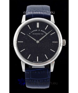 A.Lange & Sohne Saxonia Thin Swiss Replica Watch Steel Case Blue Dial