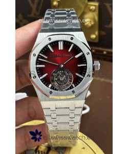 Audemars Piguet Super Clone Royal Oak Flying Tourbillon 41mm Burgundy Dial Watch 