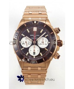 Breitling Chronomat Super Clone B01 42 Edition Swiss Rose Gold Casing Brown Dial 