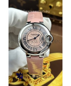 Ballon De Cartier Swiss Quartz 1:1 Mirror Quality 33MM in Pink Dial 
