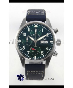 IWC Super Clone Pilot Chronograph Edition Green Dial Leather Swiss Replica Watch 