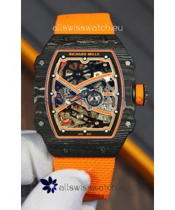 Richard Mille Super Clone RM67-02 Black Carbon TPT 37 Grams Watch Orange Strap